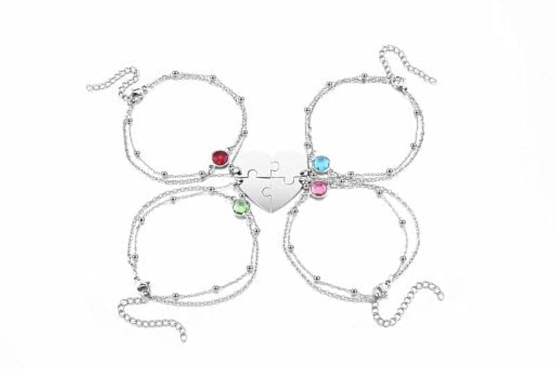 PESOENTH Best Friend Bracelets for 2/3/4 Girls Matching Heart Puzzle Bracelets Friendship BFF Birthday Christmas Gifts for Women - Image 2