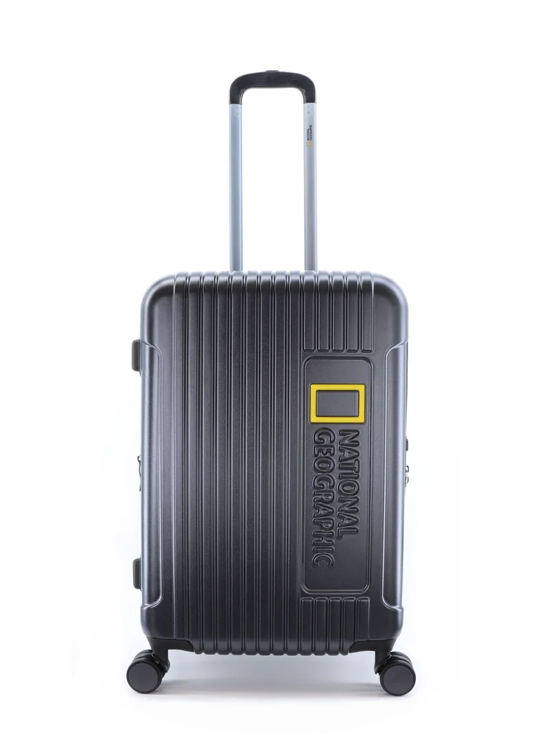 ناشيونال چيوغرافيك National Geographic Canyon ABS/PC Hardshell Medium Check-In Suitcase Metallic Black, Durable Lightweight Expandable Anti-theft Zipper TSA Lock Travel Luggage, 4 Double Wheel Trolley Bag (24 Inch)