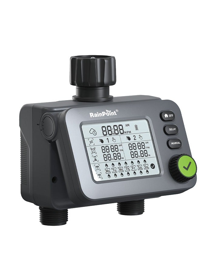 مؤقت مياه RainPoint - جهاز تحكم تلقائي لري الحدائق مع شاشة LED وإعداد تأخير المطر - Image 2
