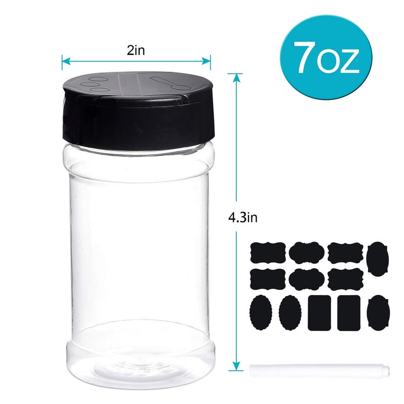 Dabacc Spice Bottles  Dabacc 20Pcs 7oz Clear Plastic Container Jars with Lids Labels for Kitchen Storing Spice Powders Dry Goods Peanut Butter BPA free - Image 3