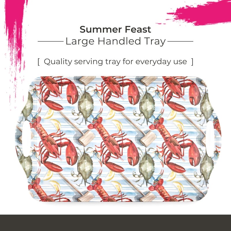 Pimpernel Summer Feast Large Handled Tray  Rectangular Melamine Serving Tray with Handles  Vibrant Garden Design  Dishwasher Safe Food Platter for Snacks Appetizers or Decorative Kitchen Use - Image 2