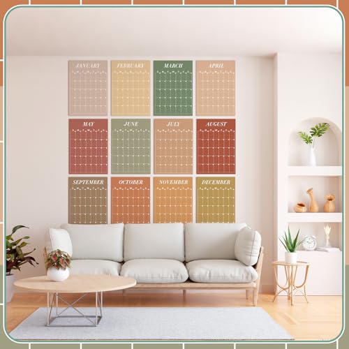 Fullhawl 12 Pcs Rustic Undated Calendars 12x16 Large Erasable Wall Calendar 12 Month Dry Ease Reusable Planning Colorful Yearly Blank Planner Reserved Grid for Office Home Educational Study Room - Image 3