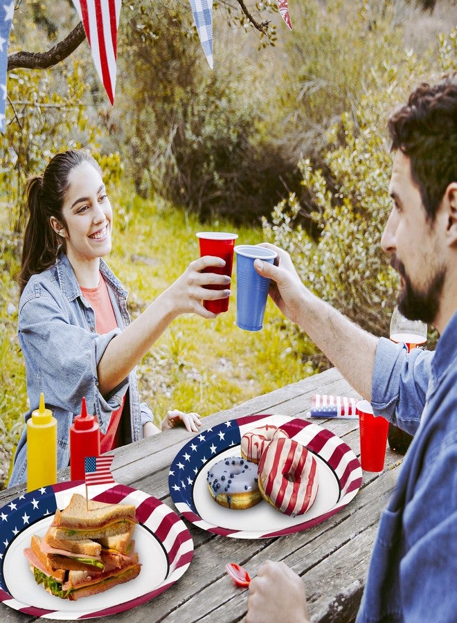 QZYL 50 PCS 4th of July Decorations, 12.2" X 10.2" Oval 250th Anniversary 4th of July Plates, Paper Sturdy Patriotic Oval Plate, Independence Day Plate Red White Blue Tableware for Veterans Picnic Supplies - Image 5