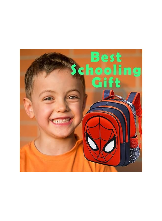 PROMASS حقيبة مدرسية للأولاد والبنات، حقيبة ظهر بوجه سبايدرمان مقاومة للماء، حقيبتان سفر مزدوجتان، حقيبة مدرسية هدايا للأطفال - Image 4