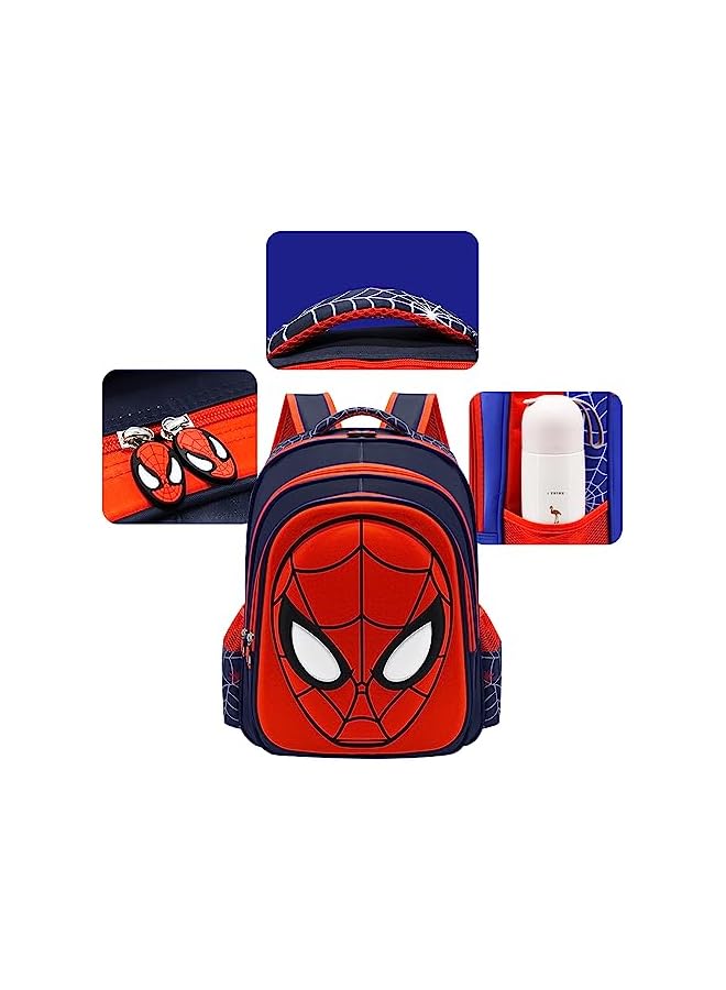 PROMASS حقيبة مدرسية للأولاد والبنات، حقيبة ظهر بوجه سبايدرمان مقاومة للماء، حقيبتان سفر مزدوجتان، حقيبة مدرسية هدايا للأطفال - Image 2