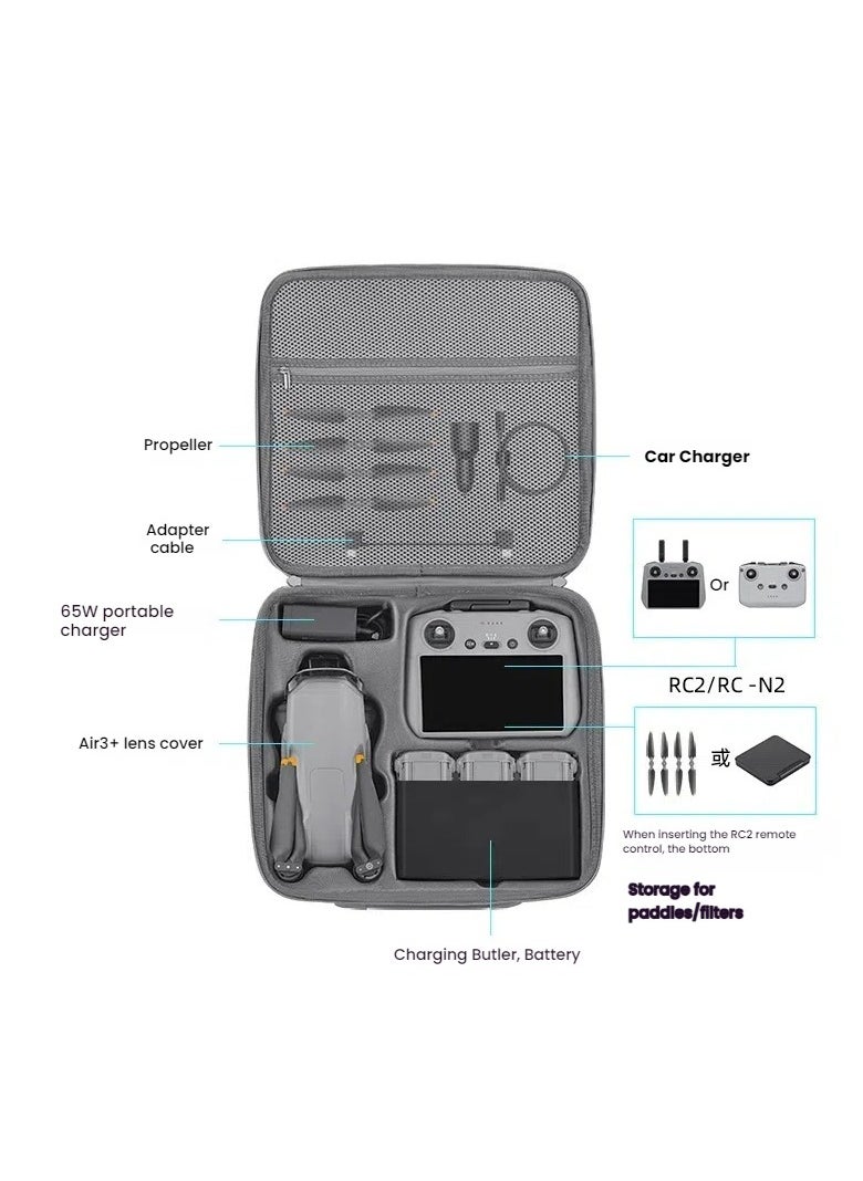 General DJI AIR 3/3S Professional Grade All-in-One Storage Bag, Splashproof Hard Shell Shoulder Crossbody Tote Bag, Suitable for Drone and Full Set of Accessories  - Image 4