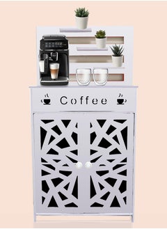 Eworld Livingroom Free Standing Corner Coffee Table with Two Storage Cabinets and Three Shelves.  - Image 1
