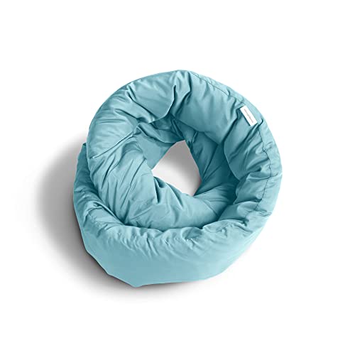 Huzi Infinity Pillow  Travel Neck Pillow  Versatile Soft 360 Support Scarf  Machine Washable  Home Travel Flight Road Trips Airplane Sleeping Airy Blue