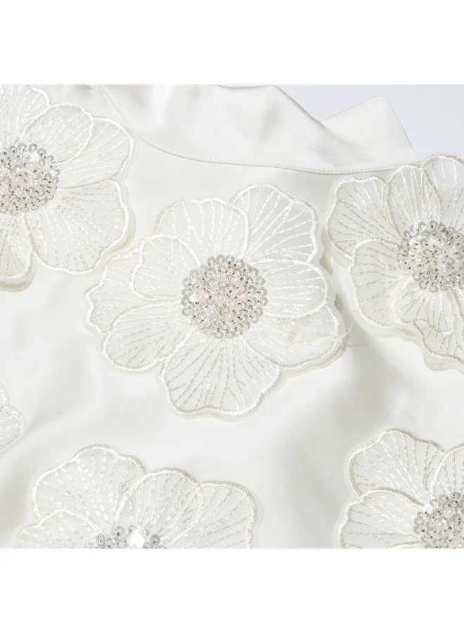 Madam Uniq Long Sleeveless Dress with Uneven 3D Floral Design, Stylish and Modern Star Style