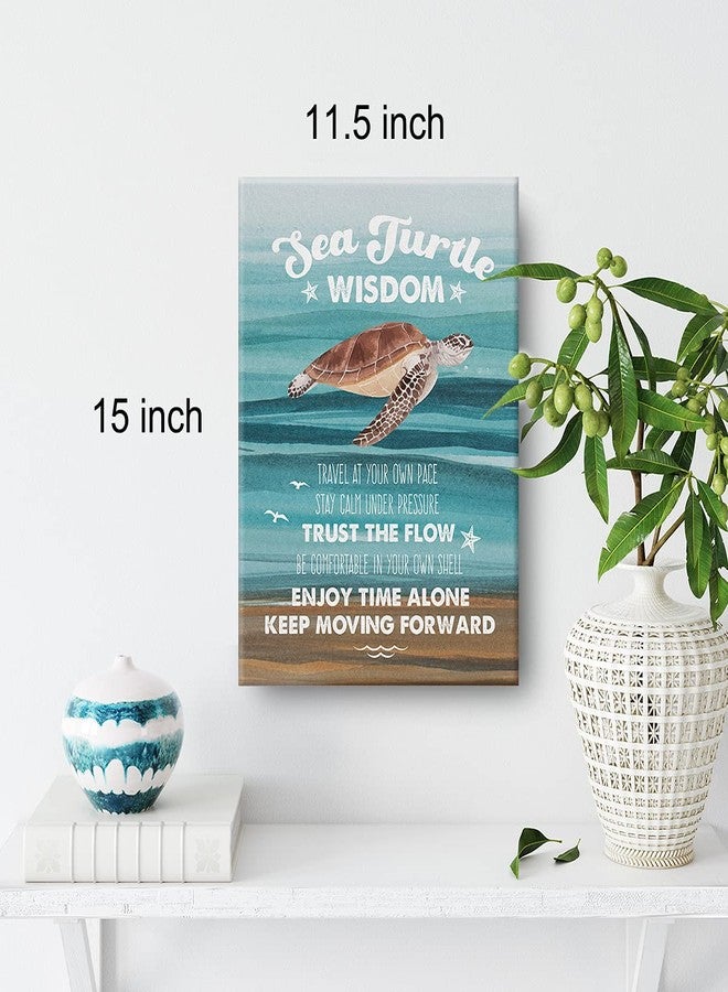 Nvhai Watercolor Sea Turtle Wisdom Canvas Painting Inspirational Prints for Home Wall Decor Beach Artwork Framed Gifts(12x15 Inch) - Image 2