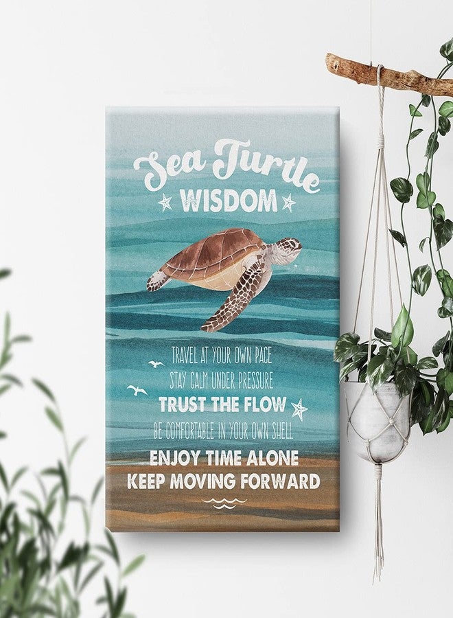 Nvhai Watercolor Sea Turtle Wisdom Canvas Painting Inspirational Prints for Home Wall Decor Beach Artwork Framed Gifts(12x15 Inch) - Image 4