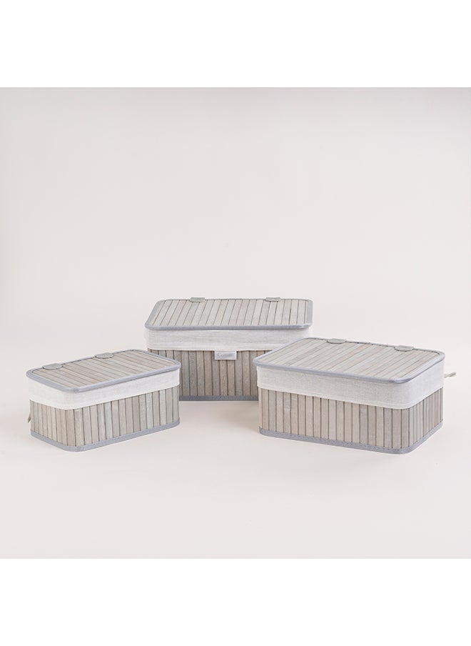 Cottage Cottage grey bamboo basket set with lid 3 pcs  - Image 1