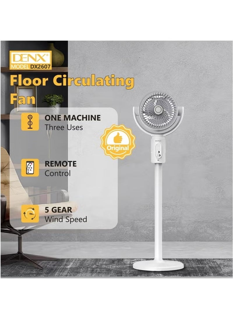 Denx Portable Oscillating Fan With Remote Control, Timer, Light Mist, 5 Speeds, Foldable Rechargeable Fan, Small Floor Fan For Desk, Pedestal Fan For Personal Use In Bedroom, Office, Camping, Travel - Image 4