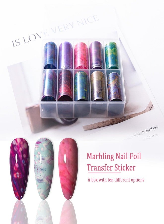 JERCLITY 10 Rolls Marbling Nail Foil Transfer Sticker Kit Nail Foil Sheets Foil Nail Art Decals Marbled Nail Foil Transfer Stickers Foil Nail Wraps for Foil Nail Art(Style-1) - Image 5
