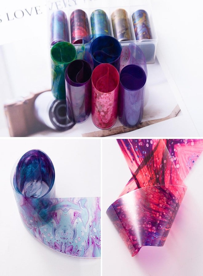 JERCLITY 10 Rolls Marbling Nail Foil Transfer Sticker Kit Nail Foil Sheets Foil Nail Art Decals Marbled Nail Foil Transfer Stickers Foil Nail Wraps for Foil Nail Art(Style-1) - Image 2