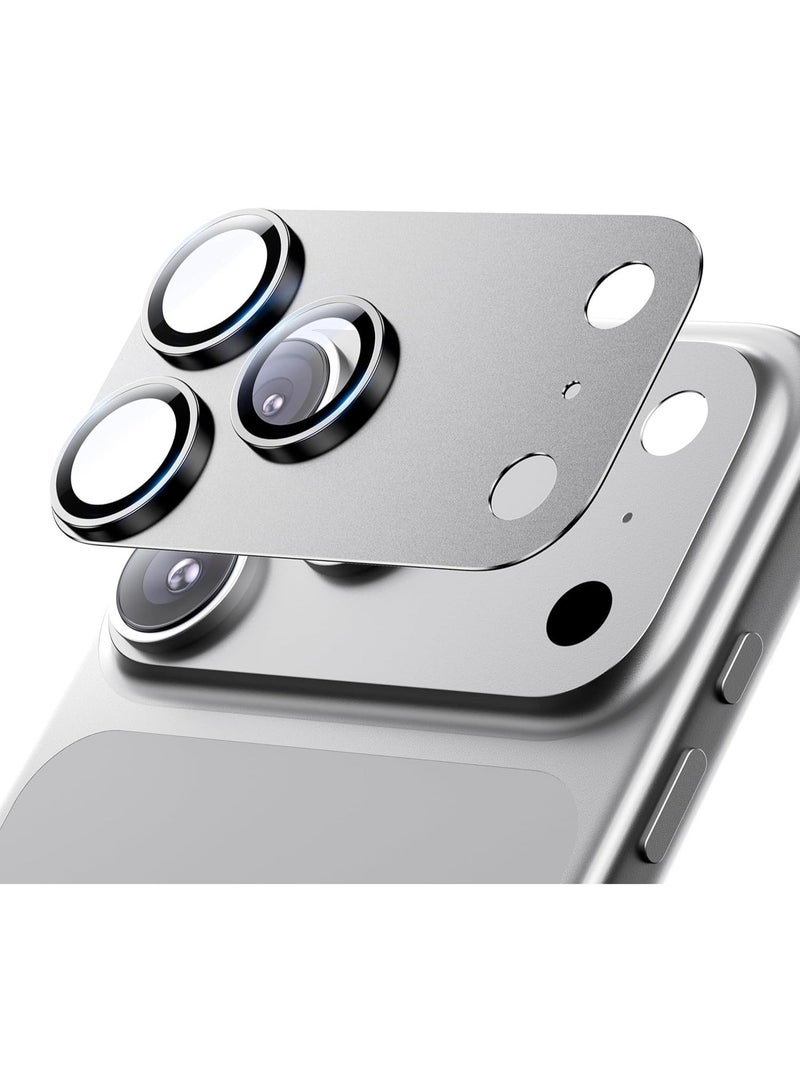 واقي عدسة كاميرا آيفون 17 برو - غطاء زجاجي مقوى مقاوم للكسر بدرجة صلابة 9H، مصنوع من المعدن غير اللامع، مقاوم للخدوش، متوافق مع أغلفة الحماية، من الدرجة العسكرية. - Image 1