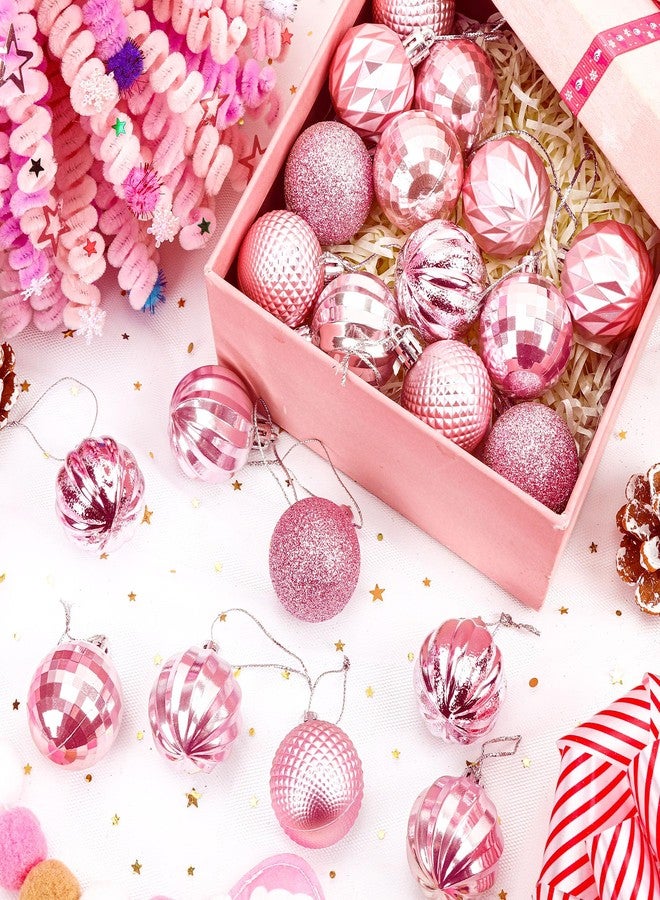 JULMELON 24PCS Pink Christmas Ball Ornaments Hanging Balls Shatterproof Decorations for Xmas Tree, Home Decor for Party, Holiday, Wedding, Anniversary, DIY Craft Decor Supplies (Pink, 1.57"/40 MM) - Image 2