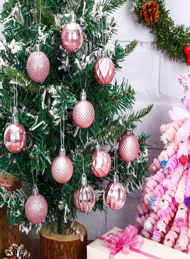 JULMELON 24PCS Pink Christmas Ball Ornaments Hanging Balls Shatterproof Decorations for Xmas Tree, Home Decor for Party, Holiday, Wedding, Anniversary, DIY Craft Decor Supplies (Pink, 1.57"/40 MM) - Image 3