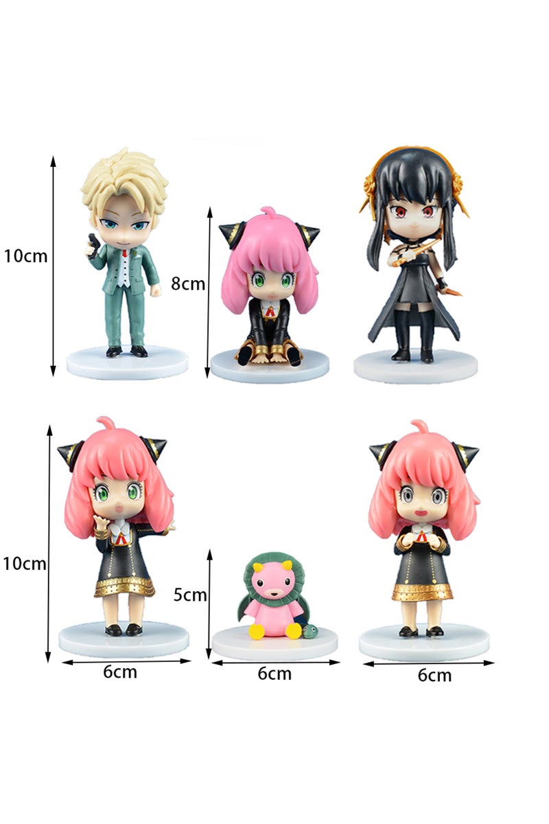 6 قطع من دمى شخصيات الأكشن من سلسلة Spy X Family، بما في ذلك دمية آنيا يور لويد فورجر ودمية كيميرا من الأنمي الكرتوني اللطيف كاواي