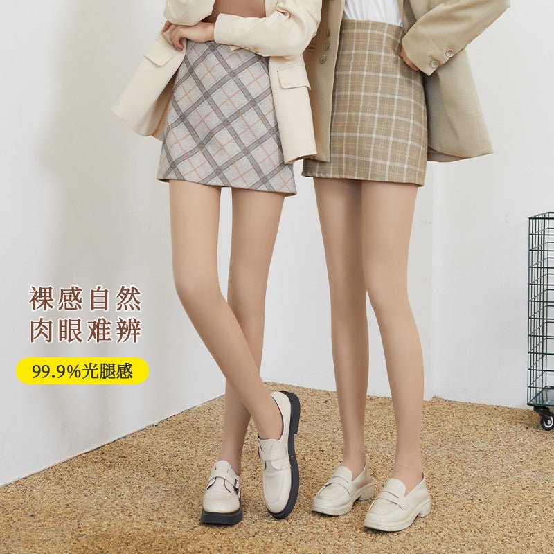 Bare-Leg Artifact Leggings Plus-Size Women'S Outerwear Double-Layer Pants With Fleece Thickened Thermal Pants Glossy Socks - Image 2