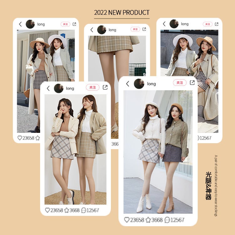 Bare-Leg Artifact Leggings Plus-Size Women'S Outerwear Double-Layer Pants With Fleece Thickened Thermal Pants Glossy Socks - Image 5