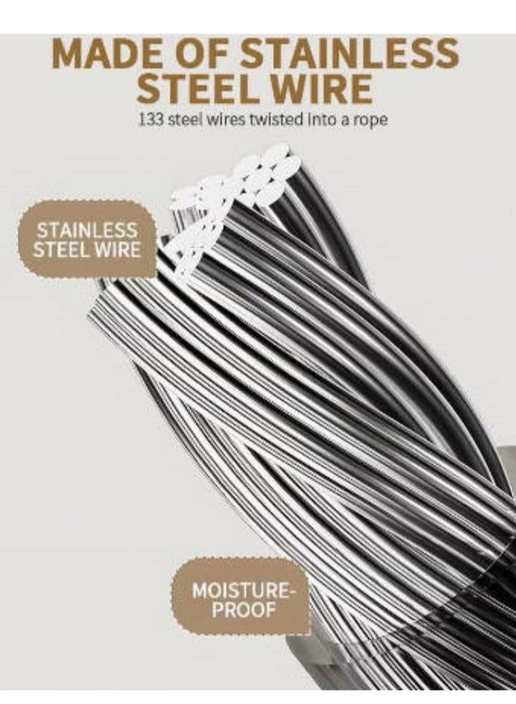 Retractable Clothesline,Double Line Heavy Duty Clothes Drying Laundry Line,ABS Case+Aluminum Clothes Drying Wire Rope With Adjustable 4.2m Stainless Steel Line,Wall Mounted Space-Saver Drying Line - Image 3