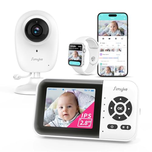 Simyke Smart Video Baby Monitor with Camera and Audio,Dual Mode,WiFi On/Off Switch,2.8inch Display,App,1080p Camera,1500ft Long Range,Night Vision,2-Way Talk,AI Baby Growth Album Function - Image 1