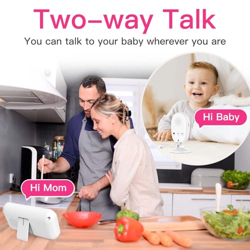 Simyke Smart Video Baby Monitor with Camera and Audio,Dual Mode,WiFi On/Off Switch,2.8inch Display,App,1080p Camera,1500ft Long Range,Night Vision,2-Way Talk,AI Baby Growth Album Function - Image 4