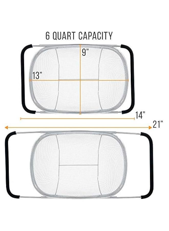 - Premium Quality Over The Sink Stainless Steel Oval Colander with Fine Mesh 6 Quart Strainer Basket & Expandable Rubber Grip Handles - Strain, Drain, Rinse Fruits, Vegetables - Image 2