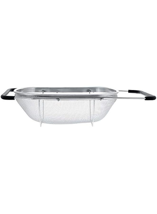 - Premium Quality Over The Sink Stainless Steel Oval Colander with Fine Mesh 6 Quart Strainer Basket & Expandable Rubber Grip Handles - Strain, Drain, Rinse Fruits, Vegetables - Image 4