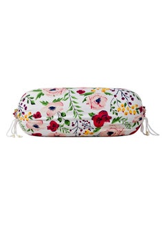 Kuber Industries Kuber Industries Flower Printed Cotton Bolster Cover|Ideal 16x32 Inch Size|Soft & Smooth Cotton|Deewan Round Pillow Cover|Pack of 2 (White & Pink)-44KM0129  - Image 2
