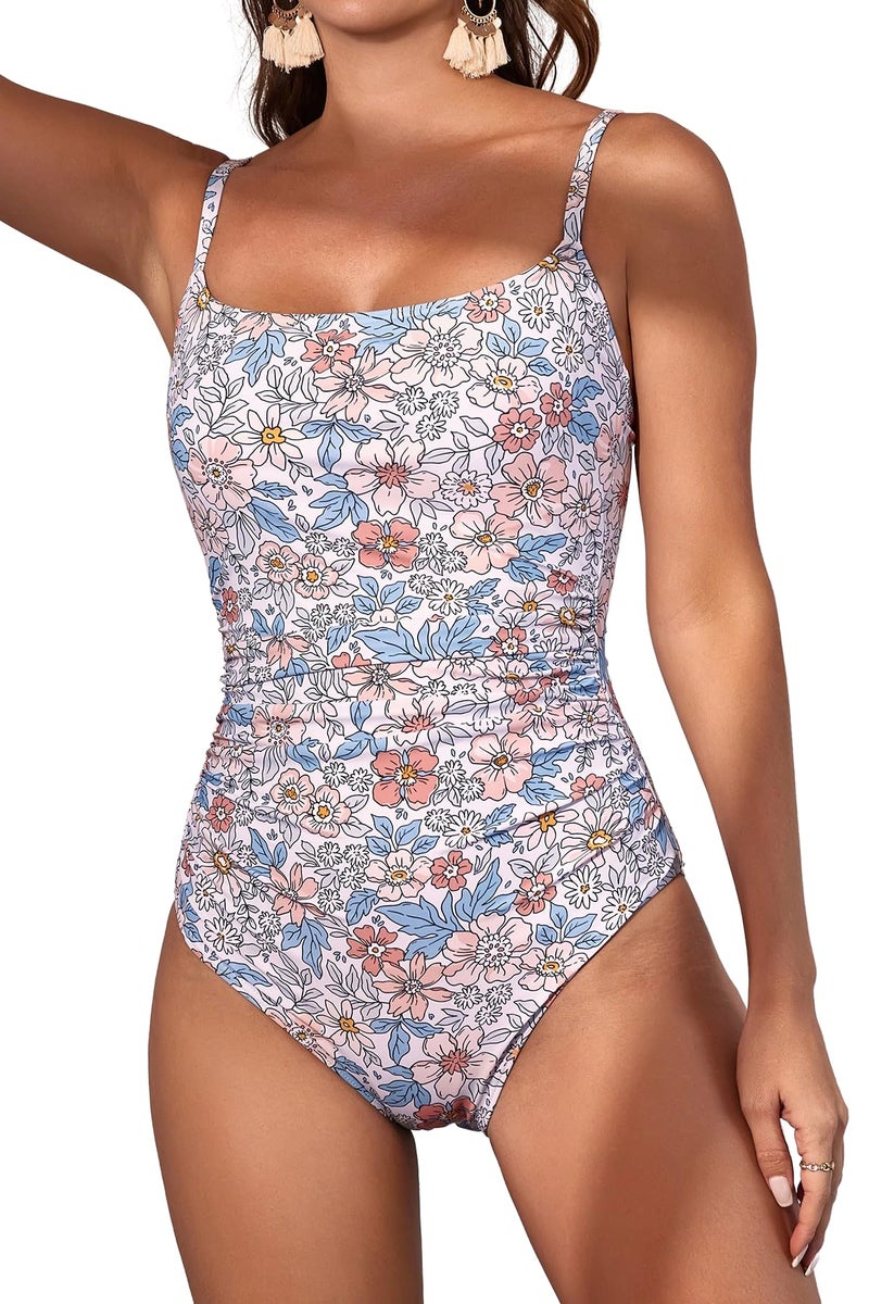 Eomenie Women's One Piece Swimsuits Tummy Control Ruched Bathing Suit 1 Piece Swimwear - Image 1