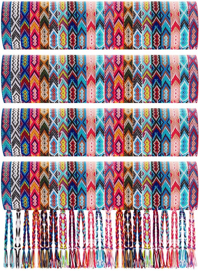 Henoyso 48 Pcs Woven Friendship Bracelets Bulk Adjustable Braided String Nepal Bracelets String with Sliding Knot Closure Gift for Women Girls Birthday Party Camp Favor(Bright Style) - Image 1