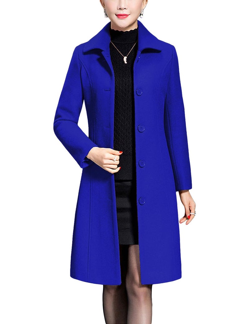 Jenkoon Womens Wool Trench Coat Winter Long Thick Overcoat Walker CoatsBlueM