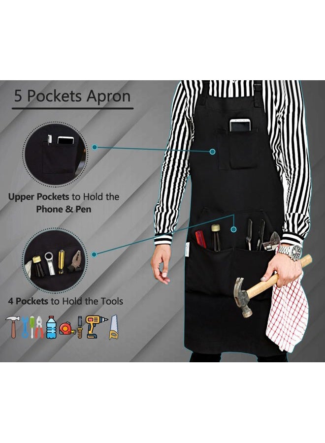 Ruvanti Professional Grade Durable Extra Large XXL Men/Women Aprons for Cooking BBQ Work Chef Apron - Image 2