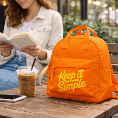 QIPS Keep It Simple 11-Inch Stylish & Trendy Mini Backpack for Travel, College & Daily Use | Compact & Durable Bag for Girls & Women - Orange - Image 2