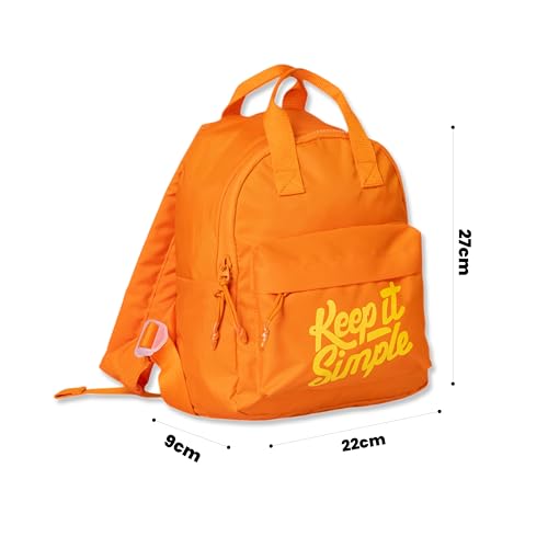 QIPS Keep It Simple 11-Inch Stylish & Trendy Mini Backpack for Travel, College & Daily Use | Compact & Durable Bag for Girls & Women - Orange - Image 3