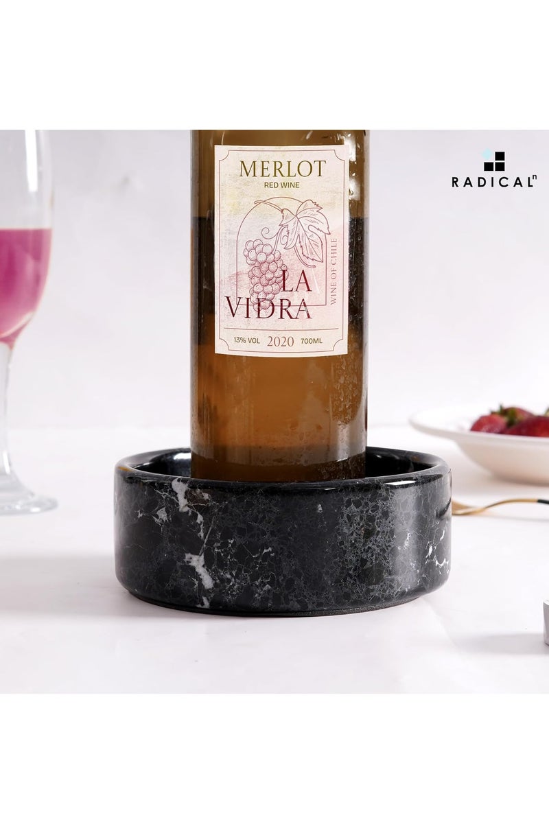 RADICALn Black Marble Wine Coasters | 5.5" Handmade Bottle Coasters for Home Bar & Dining Room - Image 2