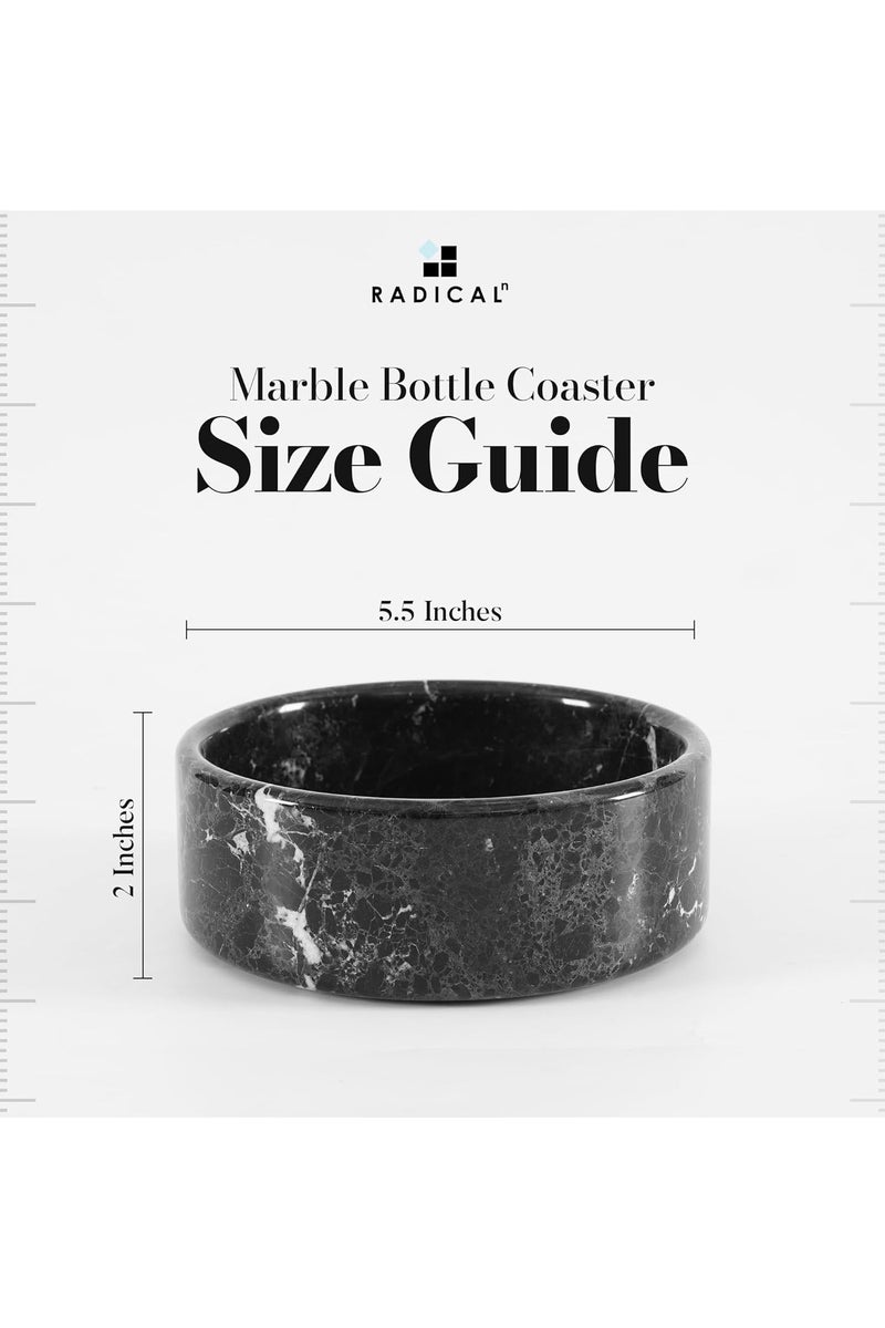 RADICALn Black Marble Wine Coasters | 5.5" Handmade Bottle Coasters for Home Bar & Dining Room - Image 3