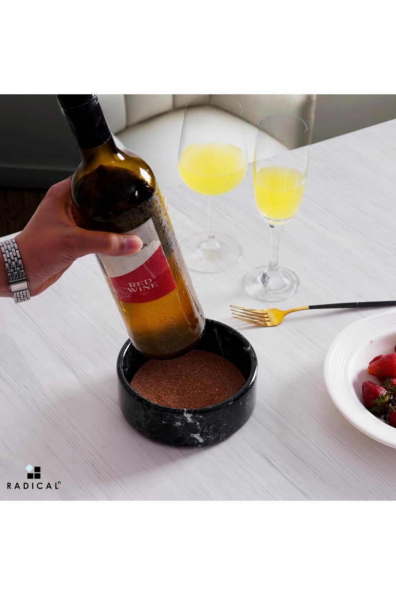 RADICALn Black Marble Wine Coasters | 5.5" Handmade Bottle Coasters for Home Bar & Dining Room - Image 4