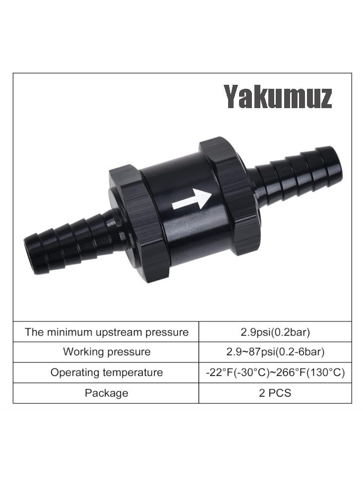 Yakumuz 3/8" Fuel Check Valve Yakumuz One Way Inline Non Return Diesel Gasoline Black(10mm OD 2PCS) - Image 4