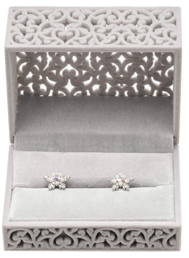 Giftop Hollow Velvet Ring Box Velvet Jewelry Box for Rings Couple Double Ring Bearer Box Engagement Gift (Gray) - Image 4