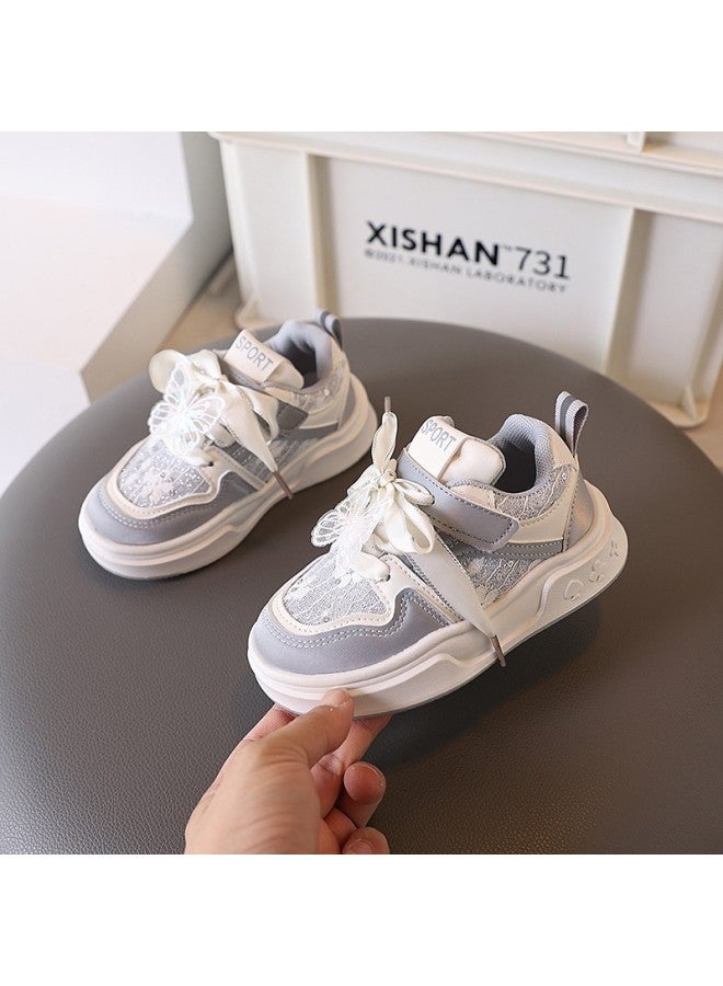 Girls' Butterfly Sneakers  Spring New Children's Soft Sole Non-slip Casual Shoes Baby Korean Style Princess Shoes Trendy