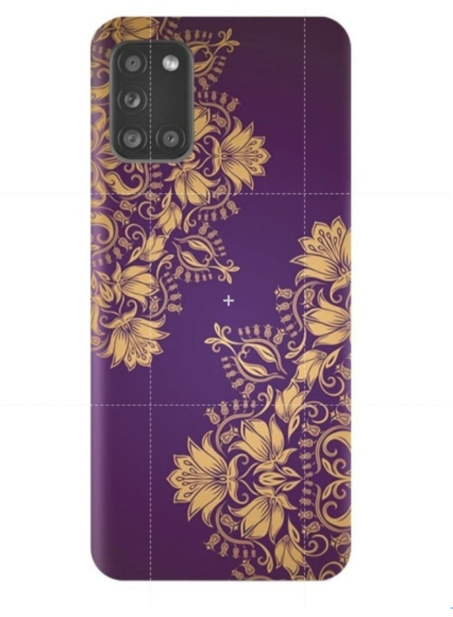 إيه إم سي ديزاين غطاء حماية واق بنقشة زهور الماندالا لهاتف سامسونج جالاكسي A31 الأرجواني / الذهب