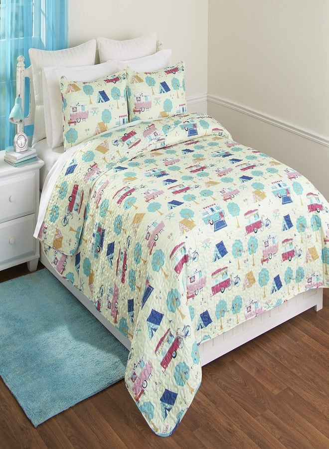The Lakeside Collection Retro Happy Glamping Lifestyle Bedding Quilt Set, Twin - Image 1