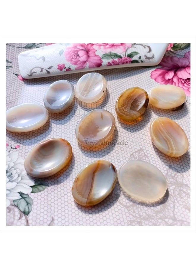 crystalmiracle Beautiful Botswana Agate Gemstone Single Worry Stone Crystal Healing Reiki Positive Energy Dowsing Thumb Stone Feng Shui Peace Spiritual Wisdom Love Relationship Meditation Gemstone - Image 2