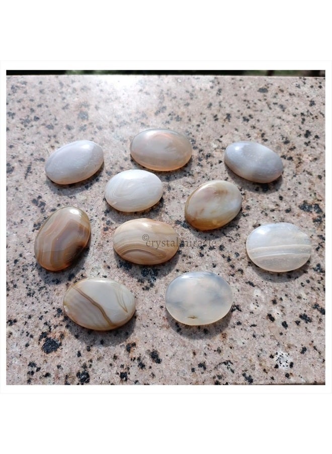 crystalmiracle Beautiful Botswana Agate Gemstone Single Worry Stone Crystal Healing Reiki Positive Energy Dowsing Thumb Stone Feng Shui Peace Spiritual Wisdom Love Relationship Meditation Gemstone - Image 3