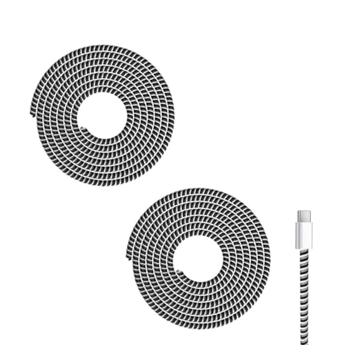 HUMBLE Ultimate Cable Protector | Spiral Triple Colour 1.5 Meter / 150 cm | Plastic Cord Wire Charger Winder for iPhone and Android Charging Cables (Pack of 2) - Image 1