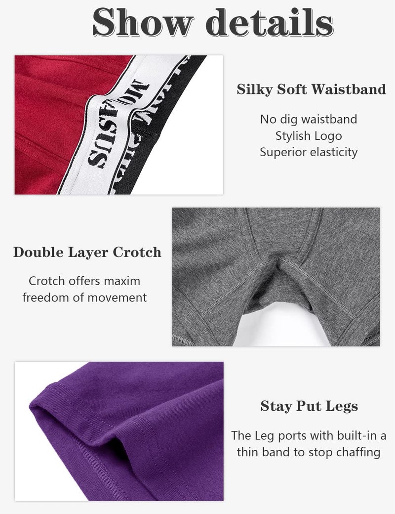 Molasus 4.5" Inseam Womens Trunks Underwear Soft Cotton Boxer Briefs Ladies Anti Chafing Boy Shorts Panties Pack of 4 - Image 4