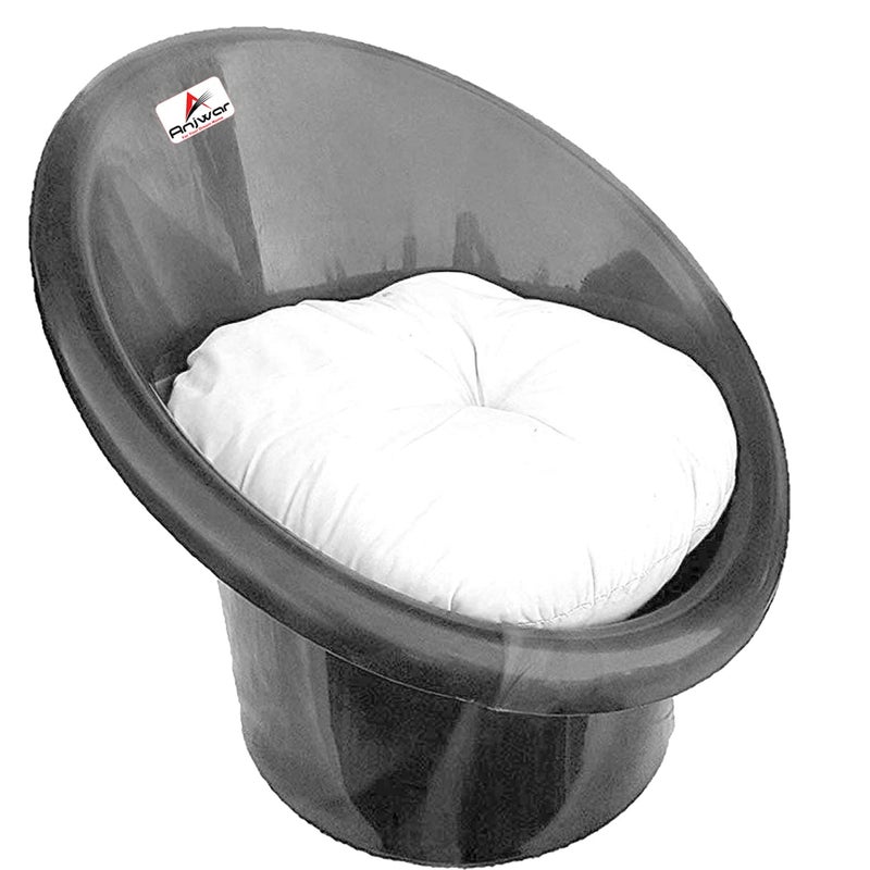 ANJWAR ANJWAR Plastic Tub ChairsArm ChairsChairs For Home Living RoomIndoor And Outdoor Chairs With Complimentary Cushions Set Of 02 Silver Black  - Image 4